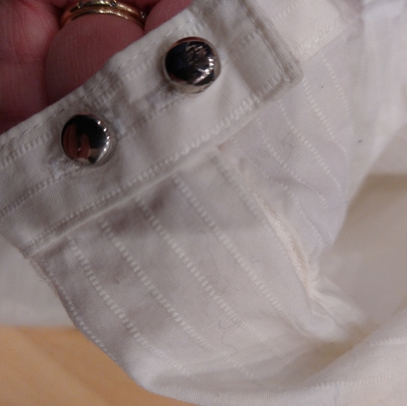 Large Jacob pinstripe short sleeve button down ivory dress shirt - Picture 11 of 16